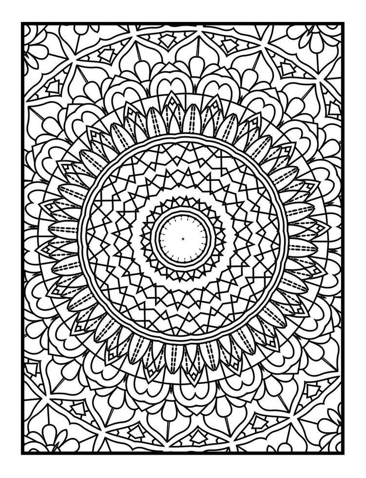 Beautiful monochrome illustration for adult coloring book with abstract linear pattern vector