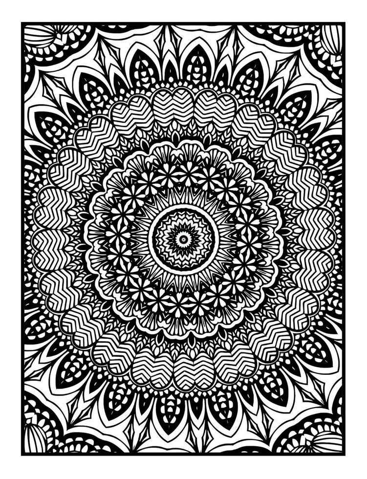 Beautiful monochrome illustration for adult coloring book with abstract linear pattern vector
