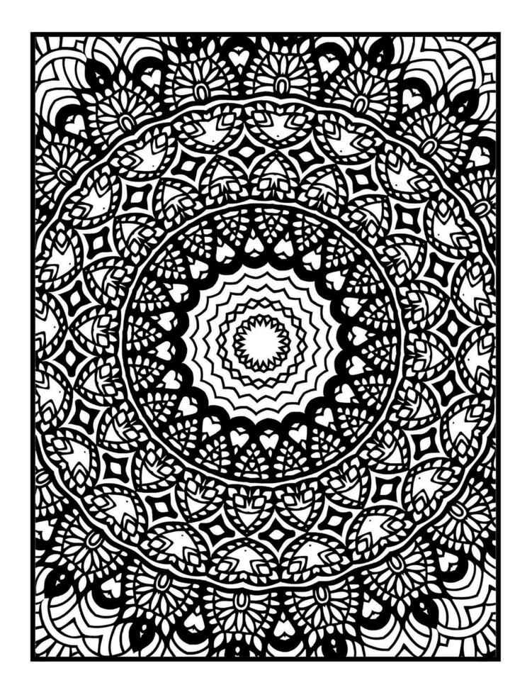 Uncolored symmetric tracery for coloring Page. Can be used as adult coloring book, coloring page, card, invitation. vector