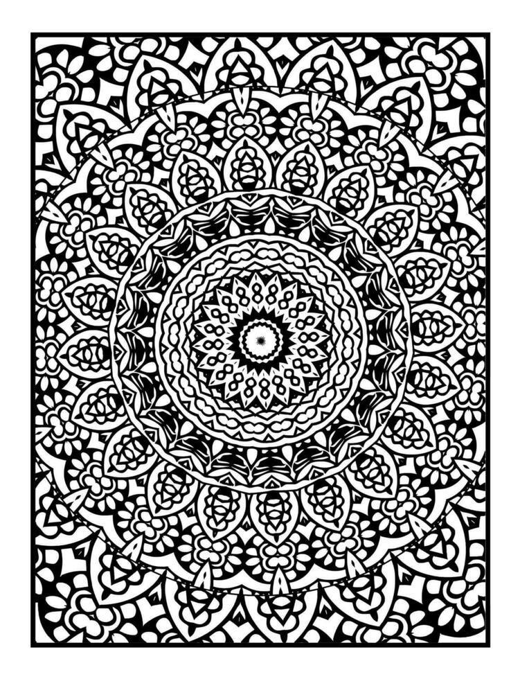 Uncolored symmetric tracery for coloring Page. Can be used as adult coloring book, coloring page, card, invitation. vector