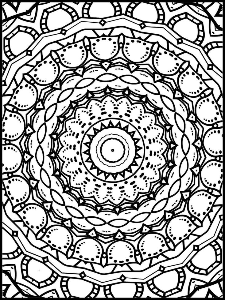 Uncolored symmetric tracery for coloring Page. Can be used as adult coloring book, coloring page, card, invitation. vector