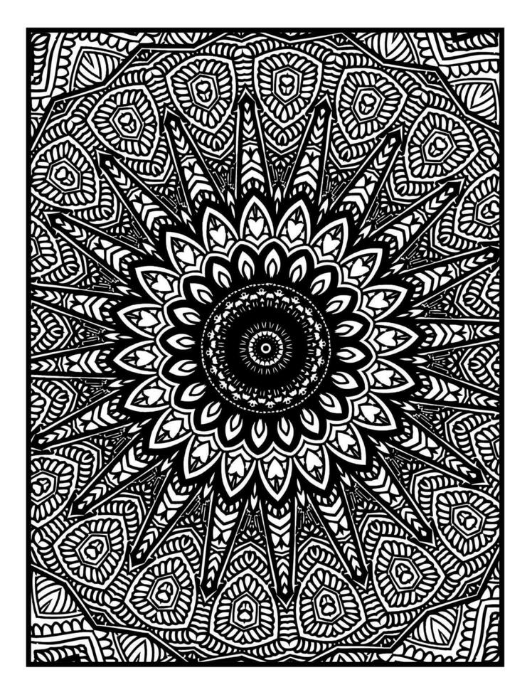 Uncolored symmetric tracery for coloring Page. Can be used as adult coloring book, coloring page, card, invitation. vector