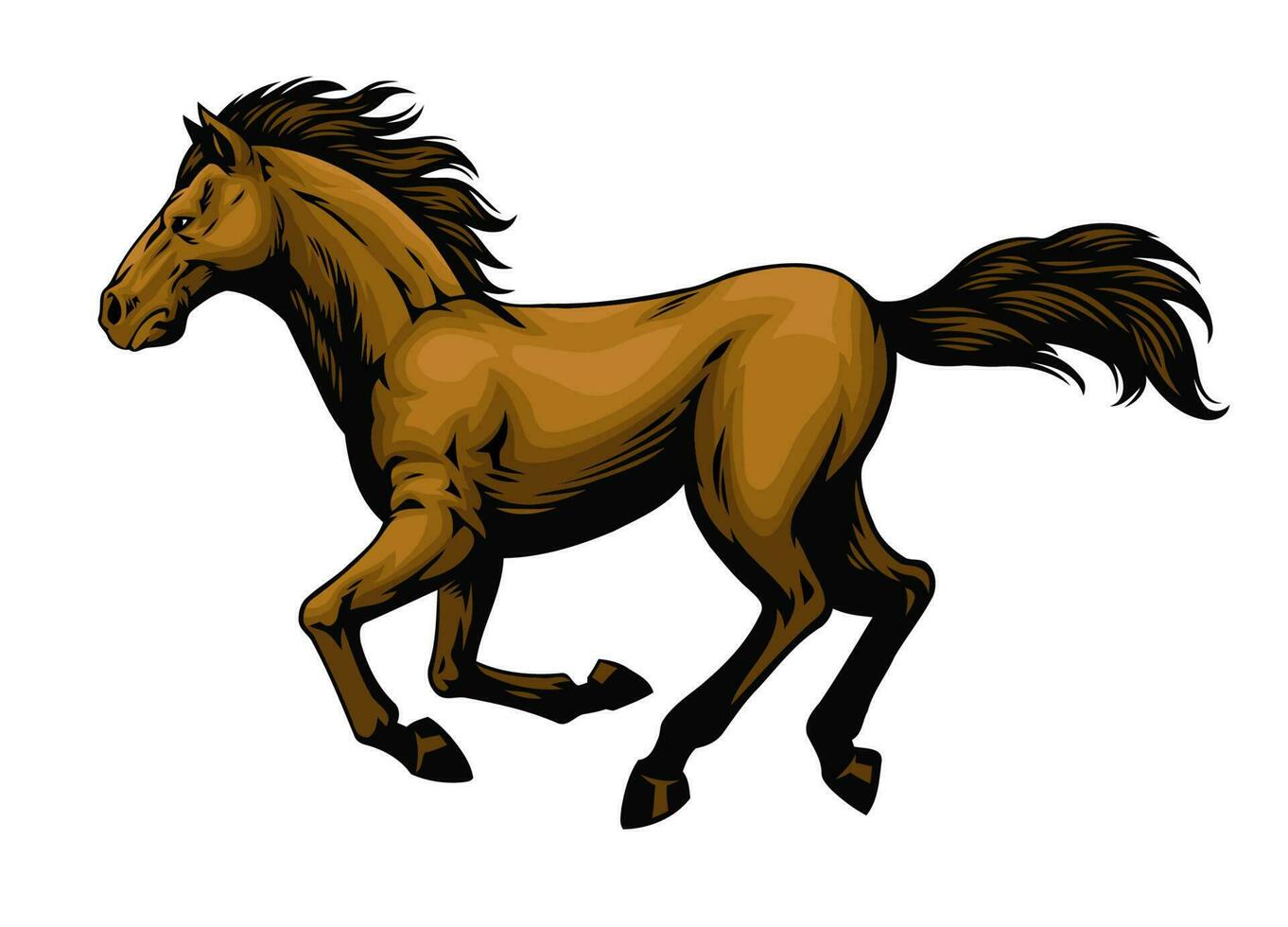 Hand Drawn of Vintage Running Mustang Horse vector
