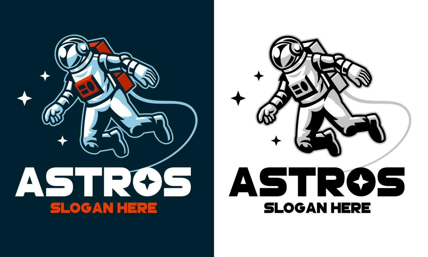 conjunto logo estilo diseño de astronauta flotante vector