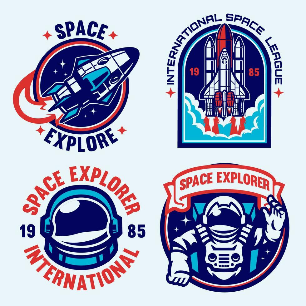 Set of Space Astronaut Badge Collection vector