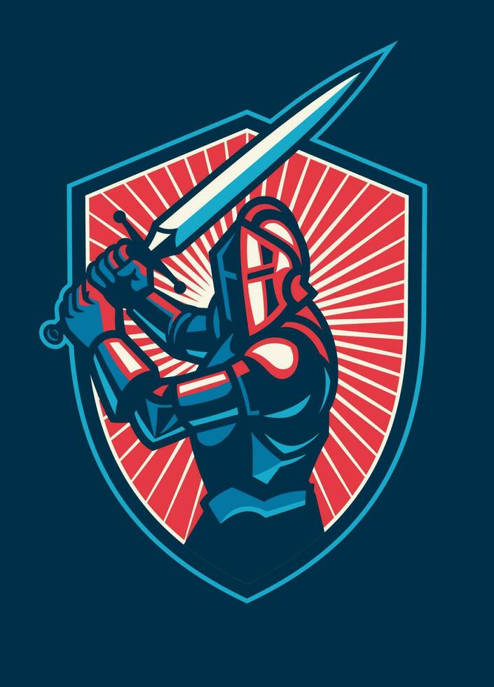 Knight Shield Badge Sport Logo Style vector