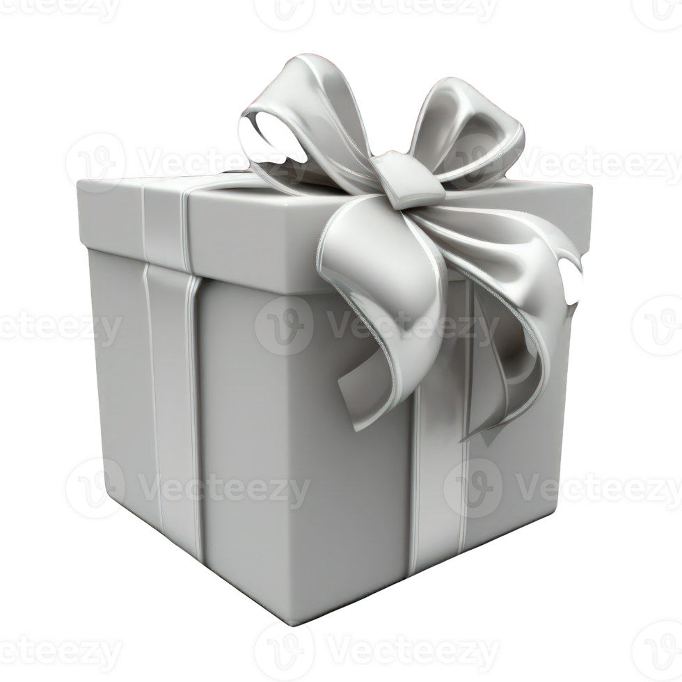 A gorgeous white gift box with a stunning bow is placed against a transparent background. png