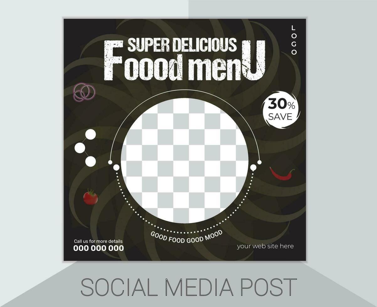Editable social media templates for promotions on the Food menu vector
