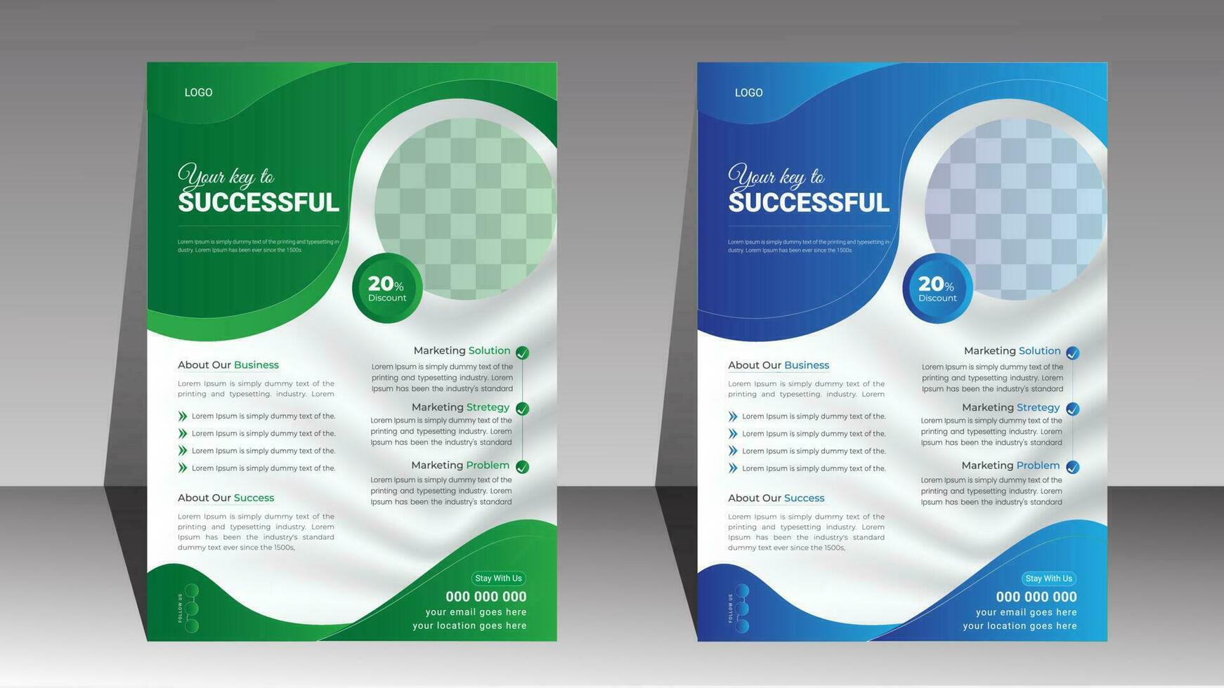 Vector corporate business flyer template design with abstract shape