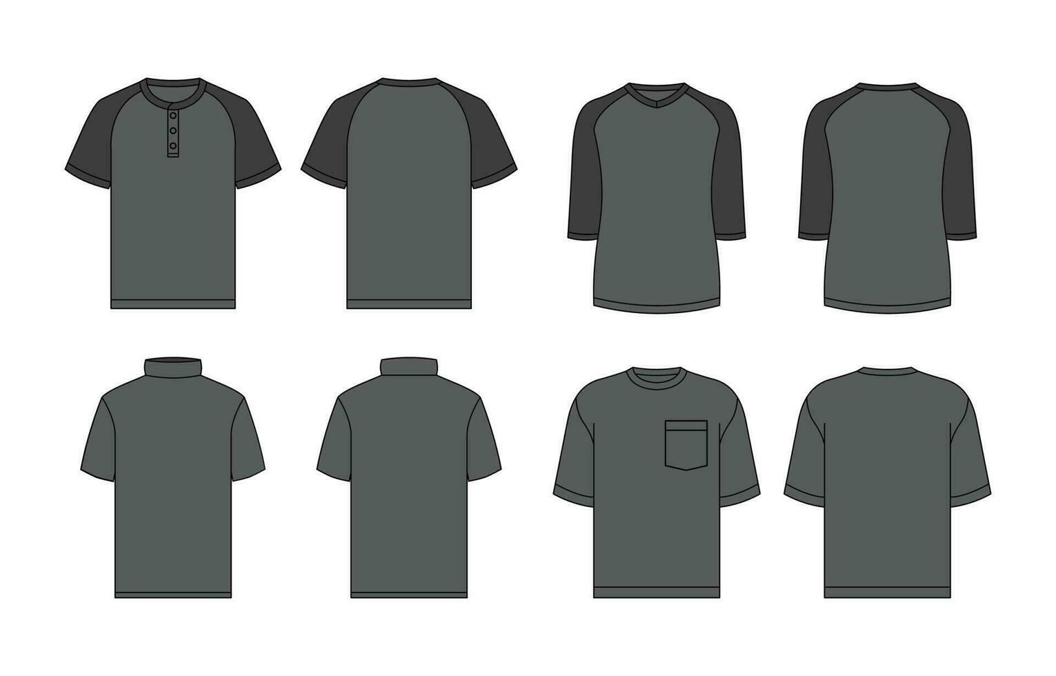 Various Black T-shirt Mock Up Template vector