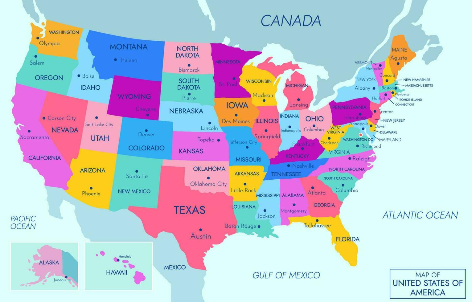 mapa de estados unidos de america vector