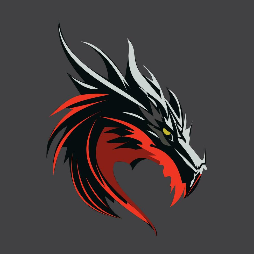 Angry Dragon Logo Design Modern Game Style Simple Illustration vector