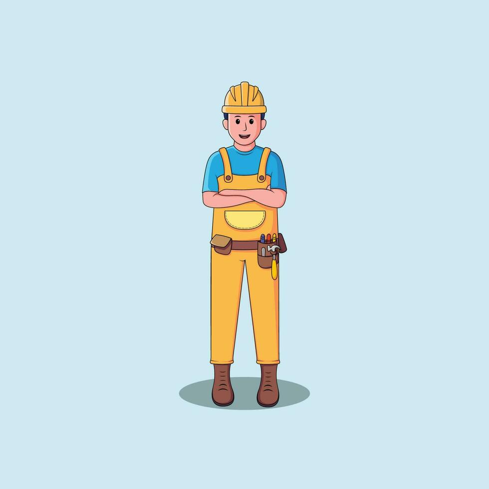 construction worker character simple illustration vector