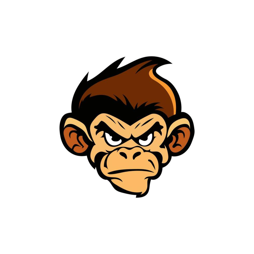 angry monkey head vector