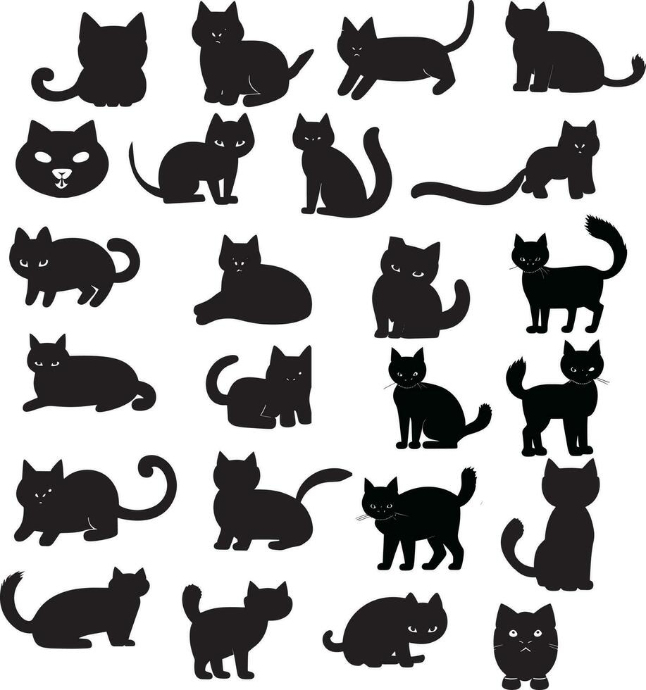 Beautiful And Black Cat Vector Silhouette And Illustration