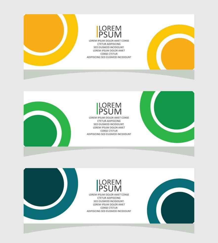 template and a set of vector banners for a company website or social media design  green or yellow or blue color which in circle