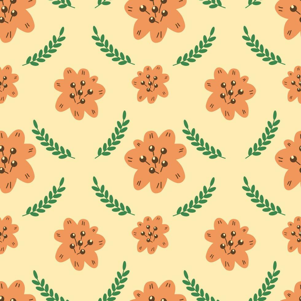 Doodle flowers seamless pattern for media, gift, card and print vector