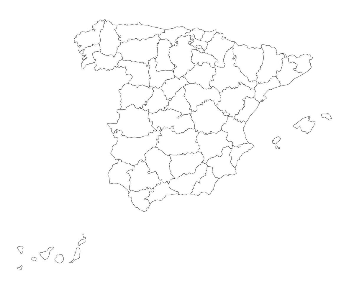 mapa de España en el blanco color de el administración mapa vector