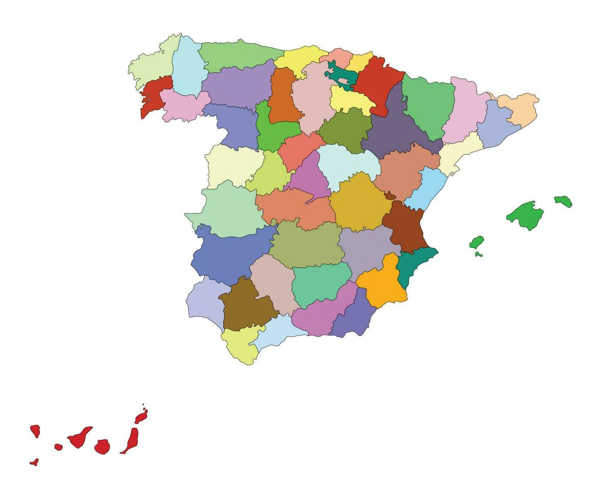 Spain map with multicolor administration map vector