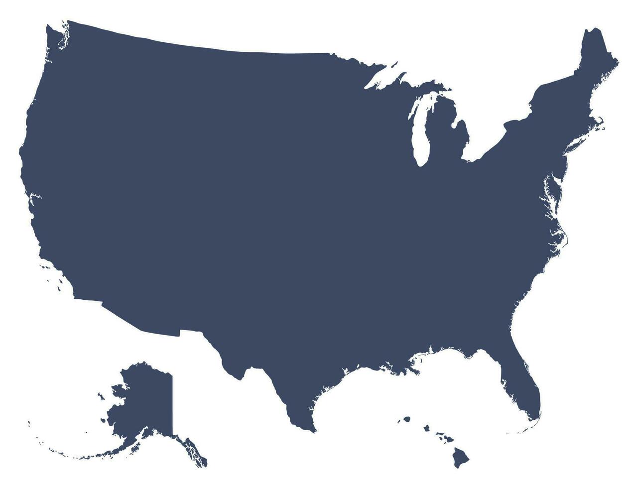 USA map, America map, United States of America map isolated on dark blue color vector
