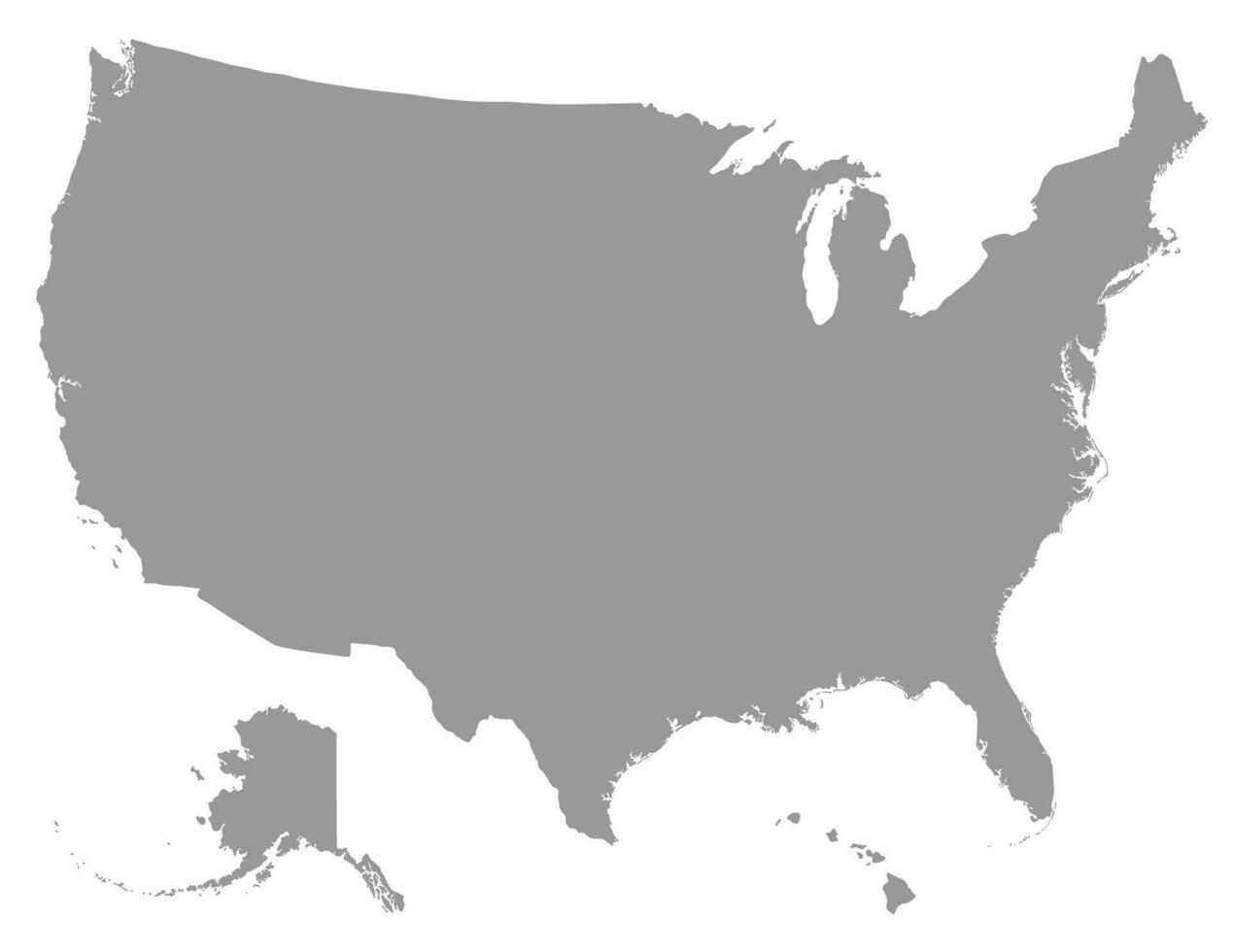USA map, America map, United States of America map isolated on grey color vector