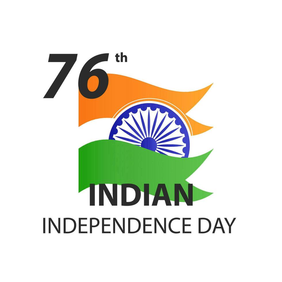 Seventy six 76 years of indian independence day vector design