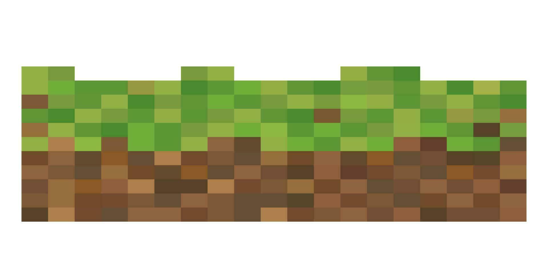 Grass and ground pixel art.The concept of games background. Vector illustration
