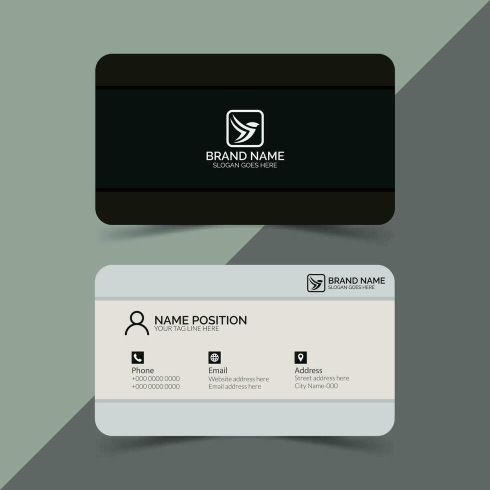 Clean dark and white business card layout. vector