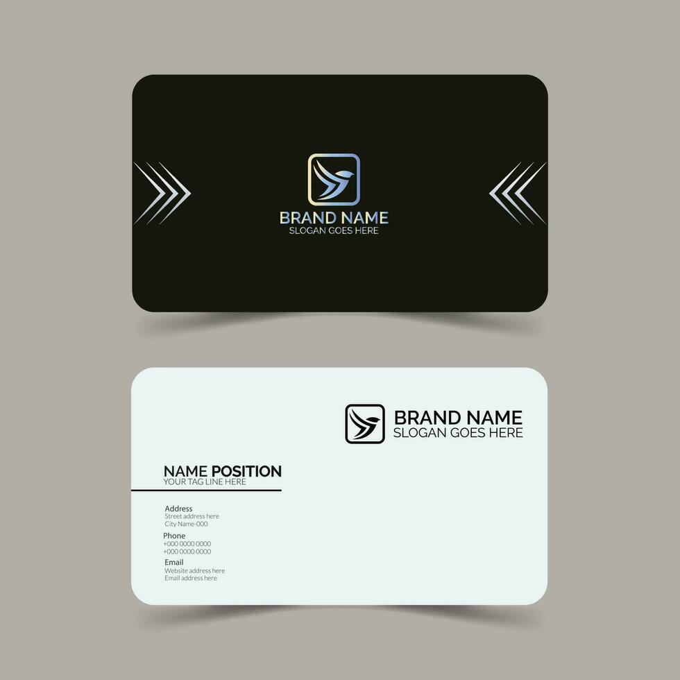 Clean dark and white business card layout. vector