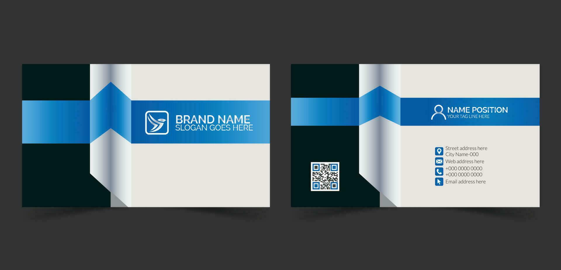 Clean dark and white business card layout. vector