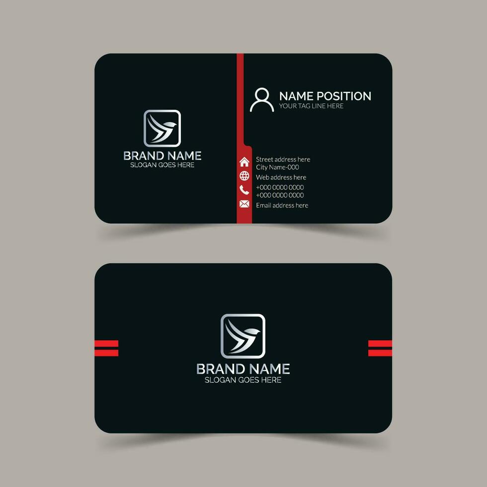 Clean dark and white business card layout. vector