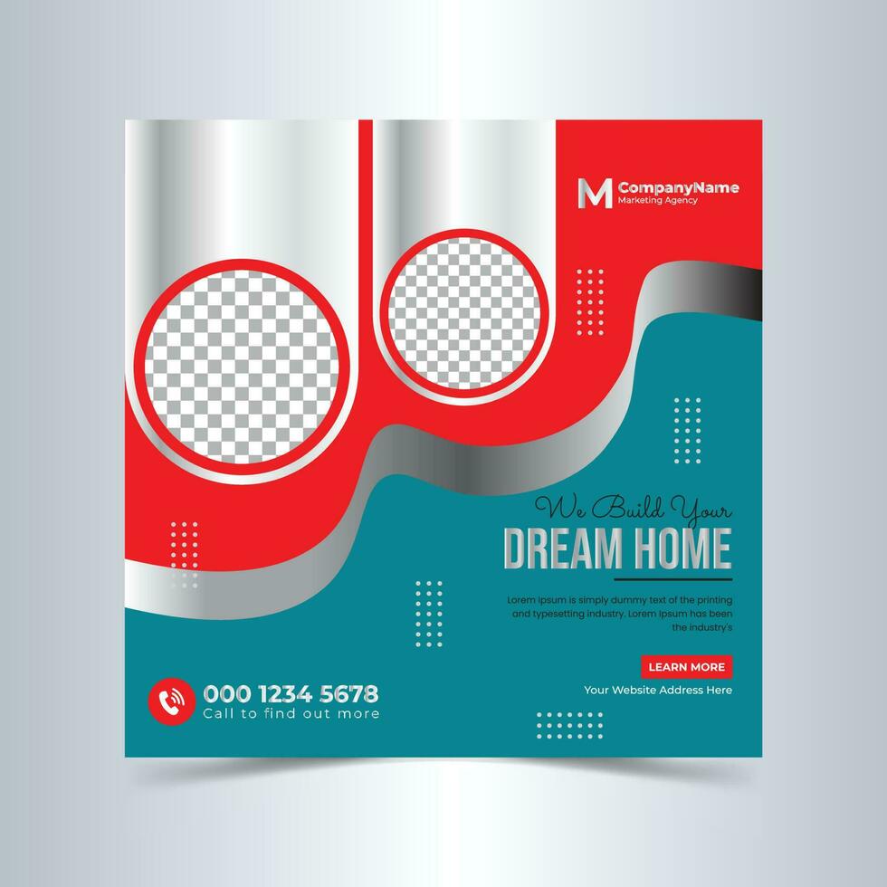 Real estate social media banner template design vector