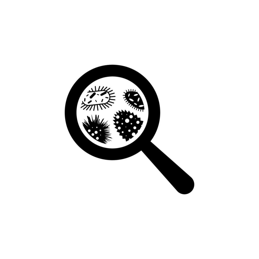 magnifier and microorganisms vector icon illustration