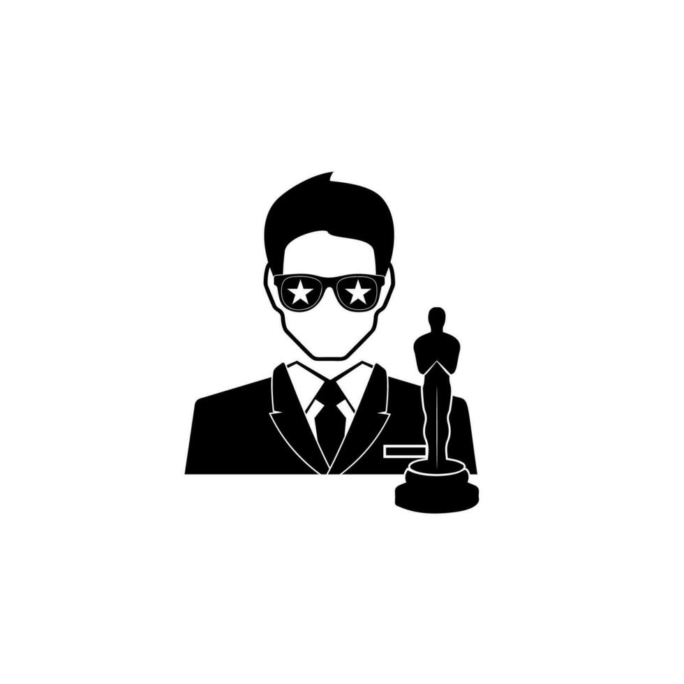 actor holding trophy avatar vector icon illustration