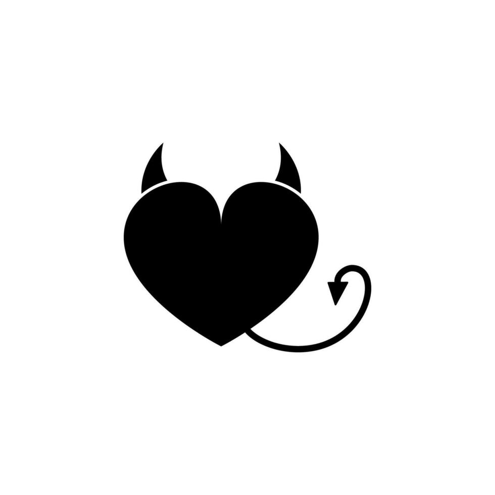 heart with horns, ponytail vector icon illustration