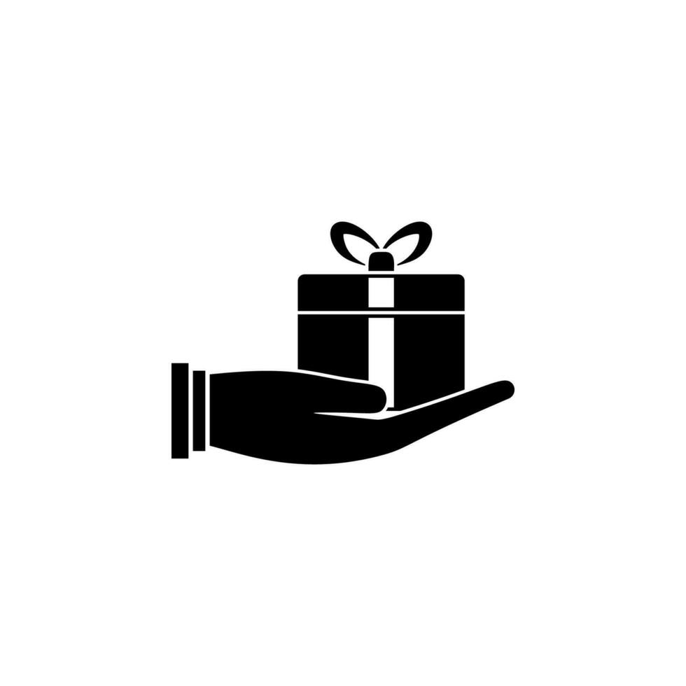 Hand with a gift vector icon illustration