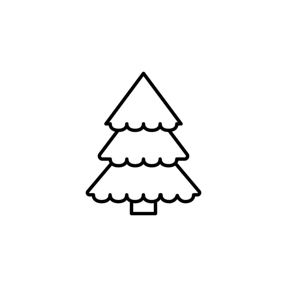 Christmas pine tree line vector icon illustration