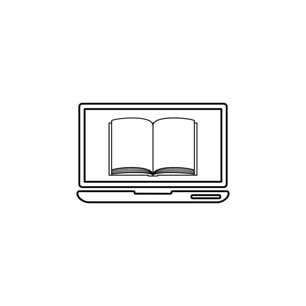 book on the laptop screen vector icon illustration