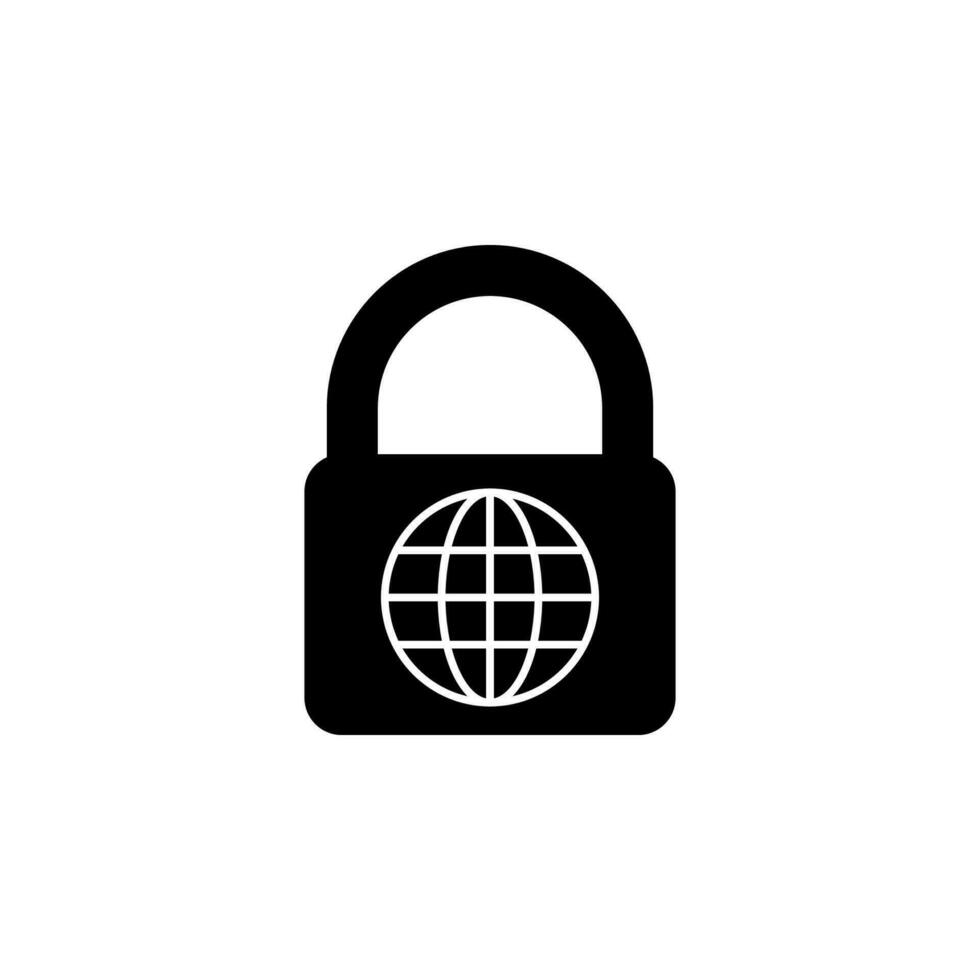 Globe and lock vector icon illustration