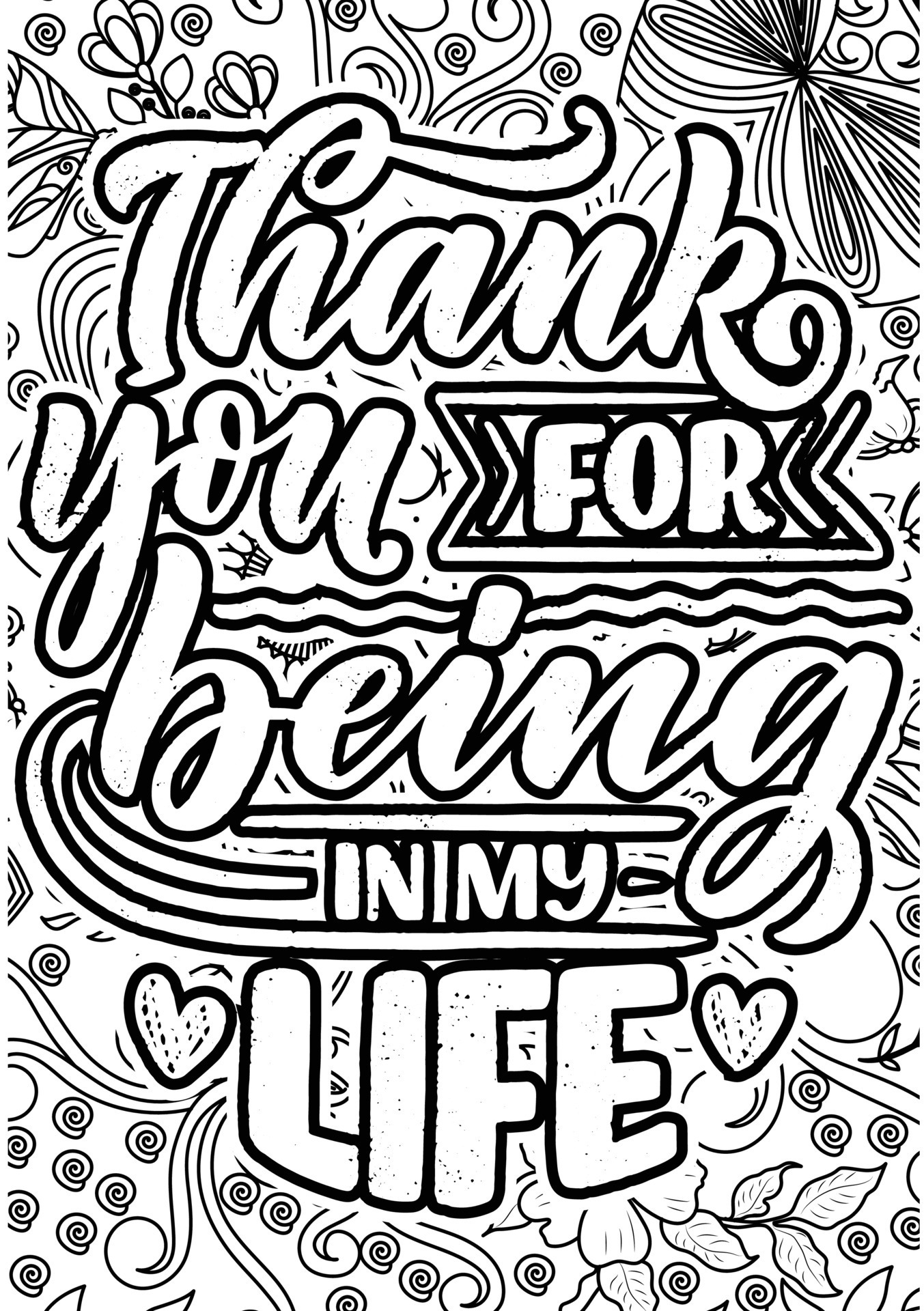 thank you for being in my life, Heart Quotes Design page, Adult