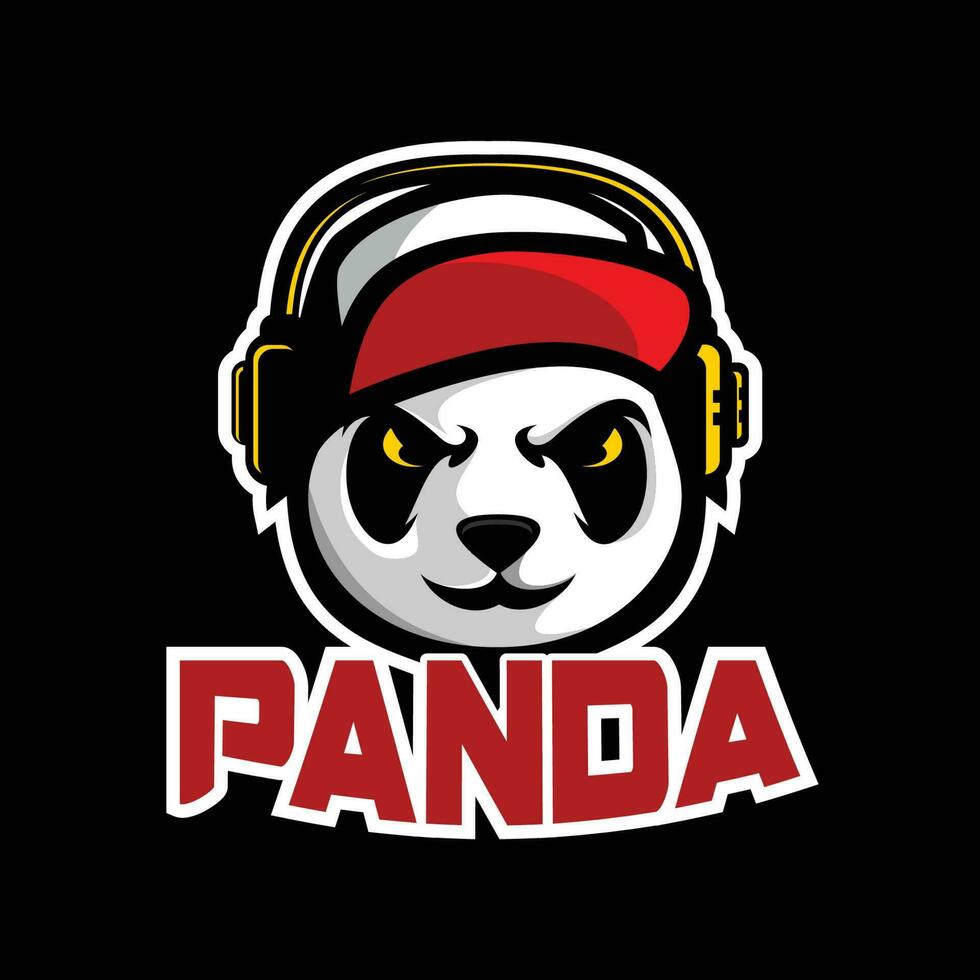 Panda game mascot logo design vector