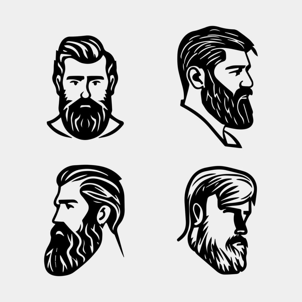 Hipster Black on White Background, Hairstyle vector