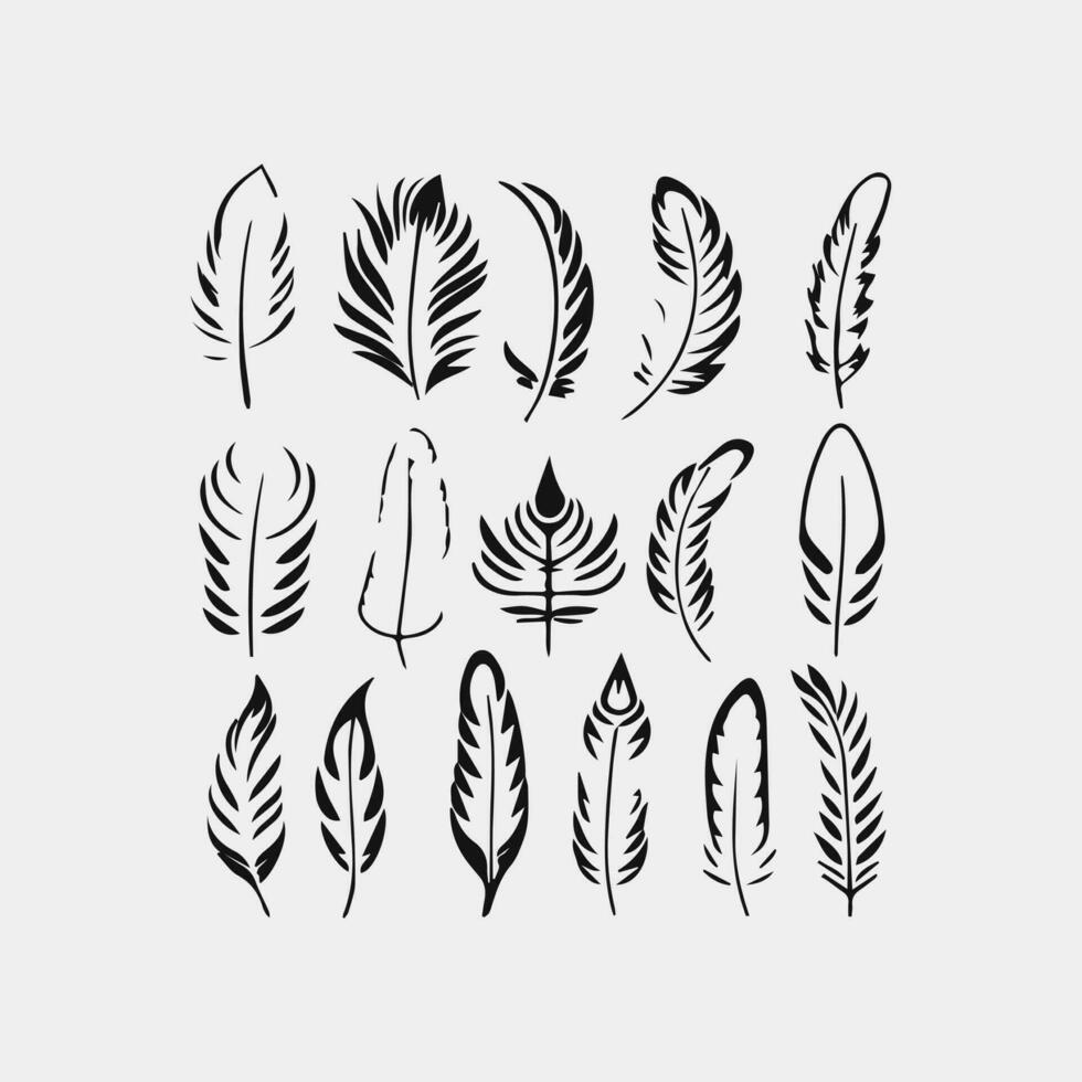Feather Set icon, logo isolated on white background vector
