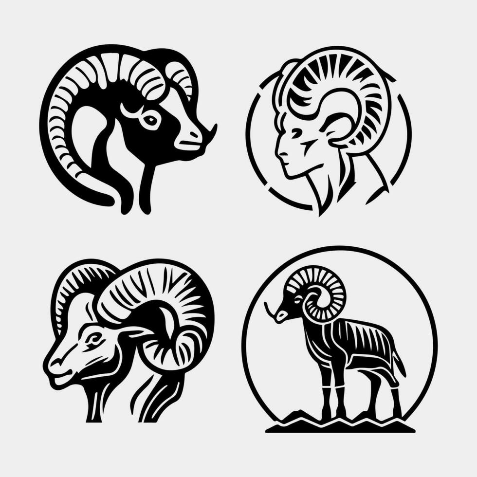 set of ram horn logo vector