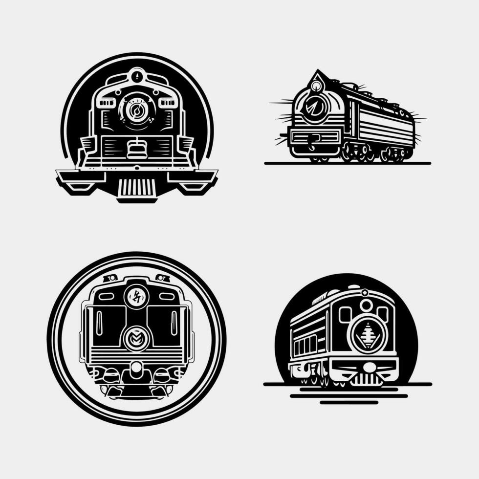 set of train engine vector