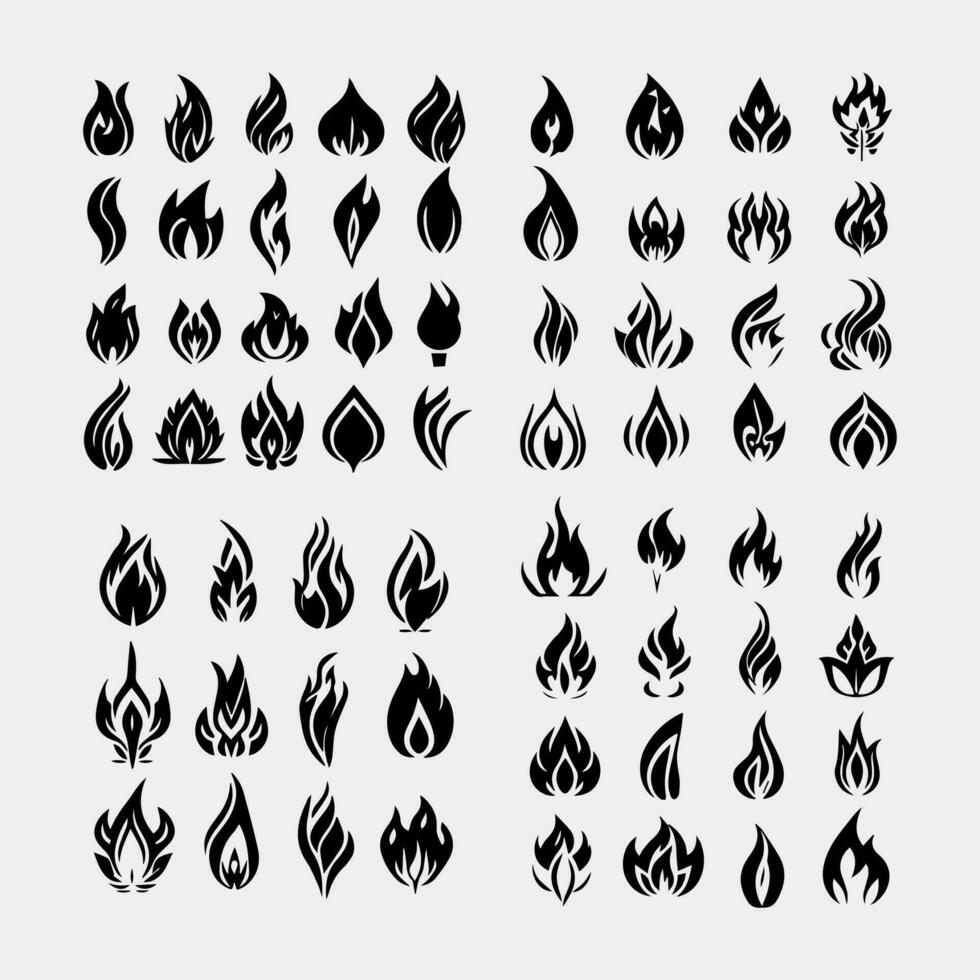 Vector Fire and Flame icon set