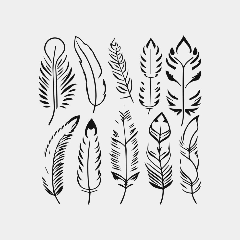 Feather Set icon, logo isolated on white background vector