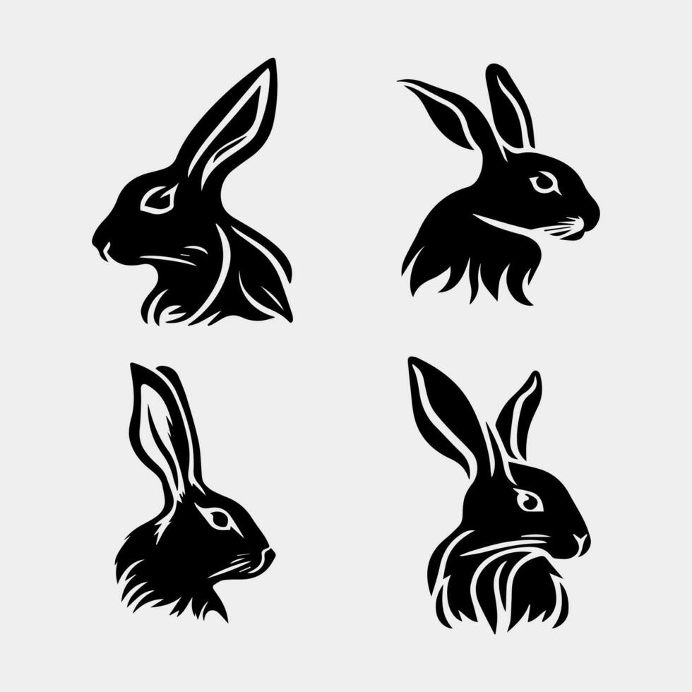 set of rabbit head vector logo