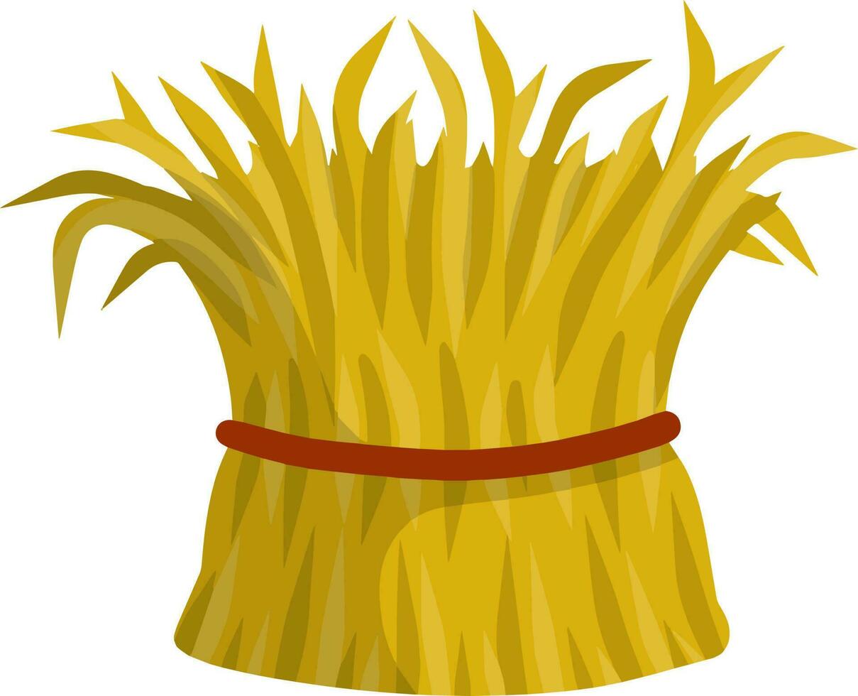 Sheaf of hay. Village harvest. Yellow dried plants. Production of natural food on the farm. Countryside is a Stack of wheat ears vector