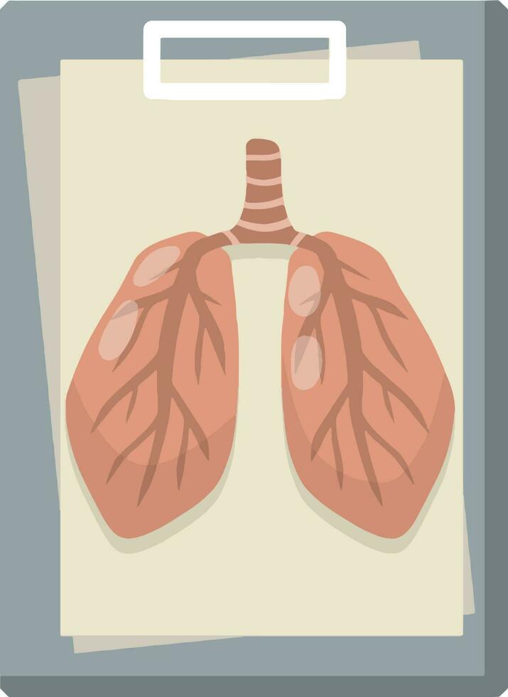 Human lungs. Treatment of respiratory system. Medical analysis of internal organs. Document file. Diagnosis and scan. Element of hospital and disease. Cartoon flat illustration vector